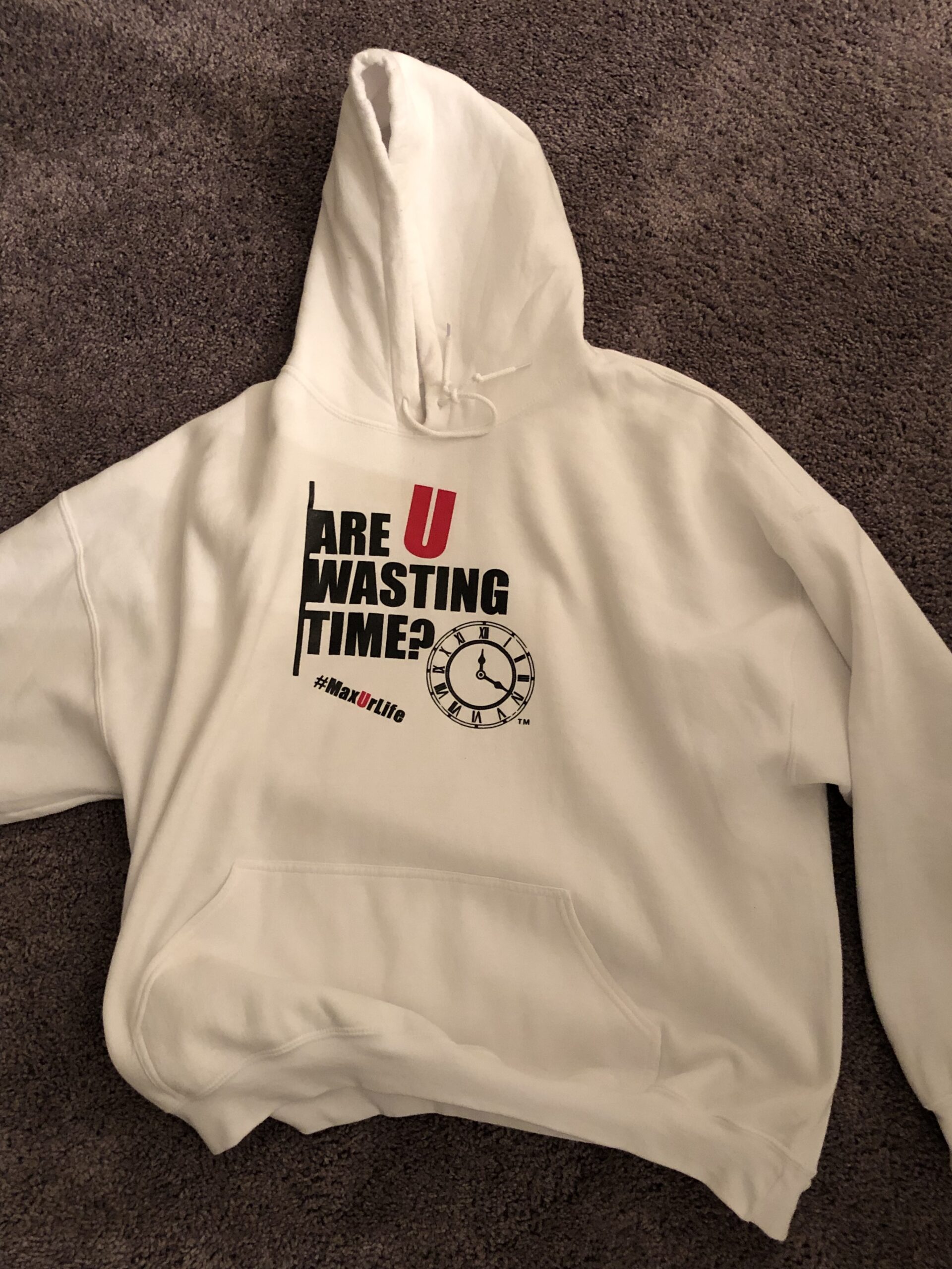 Official ARE U WASTING TIME? White Cotton Hoodie
